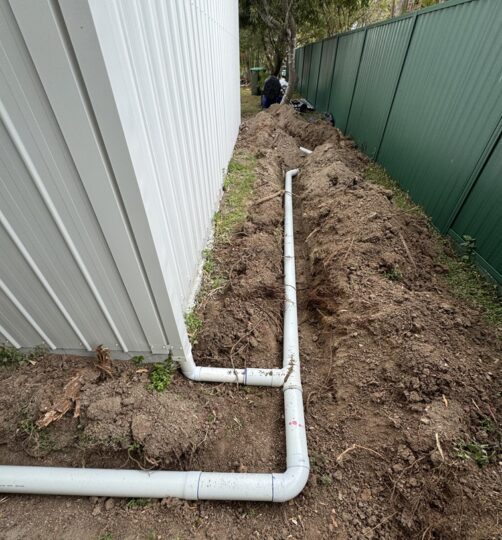New shed stormwater kerb connection JDF plumbing drainage plumber