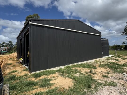 shed gutter connection to tank install JDF Plumbing drainage