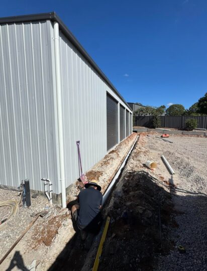 stormwater pipe upgrade shed jdf plumbing drainage